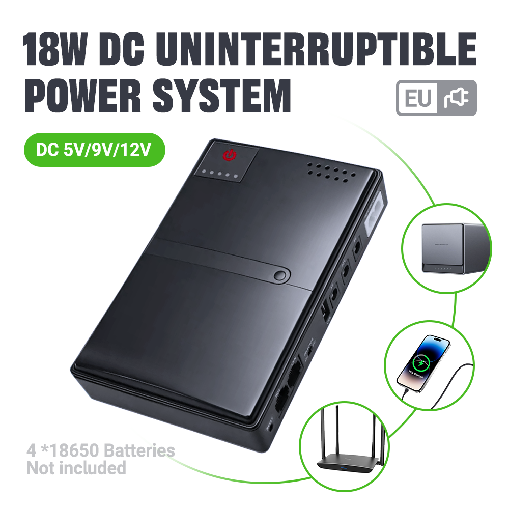 Power Supply 12V - เครื่องสำรองไฟ DC1018L 18 วัตต์ พร้อมแบตเตอรี่ 18650