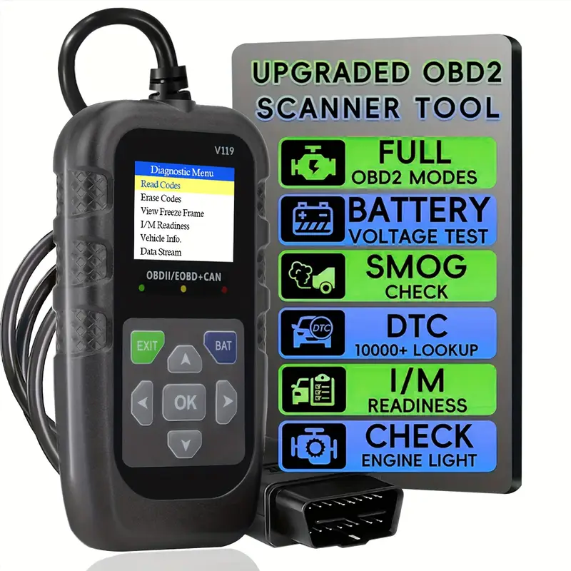 Power Supply Tester - เครื่องอ่านโค้ด OBD2 รุ่น V119 แบบ USB
