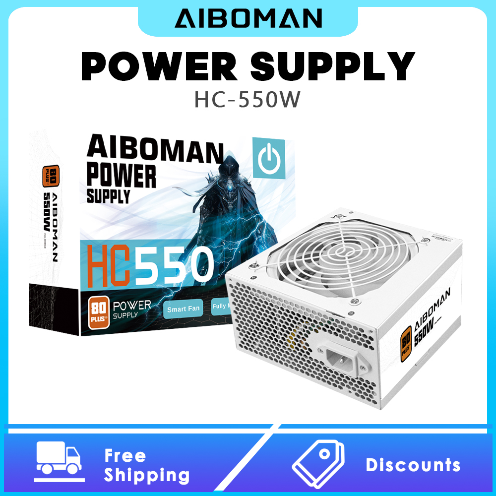 Power Supply 650W - AIBOMAN พาวเวอร์ซัพพลาย 550W 80PLUS Bronze พาวเวอร์ซัพพลายสำหรับเล่นเกม