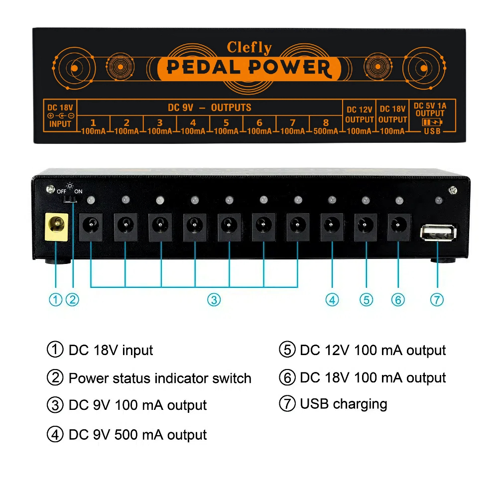 กีตาร์ Effector แหล่งจ่ายไฟ 10 - Dc Power Supply 12V บทวิจารณ์และราคา