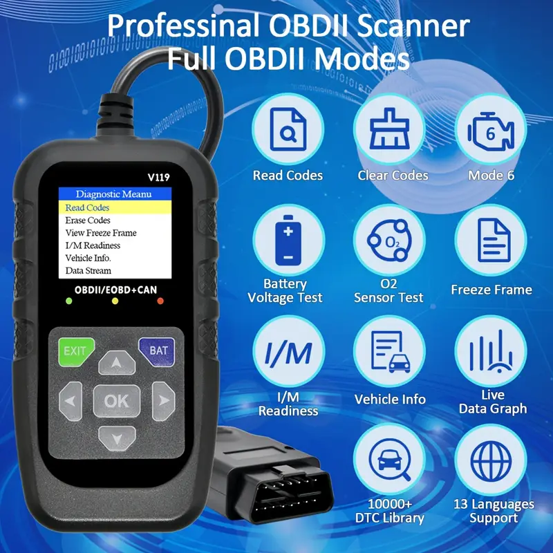เครื่องอ่านโค้ด OBD2 รุ่น V119 - Power Supply Tester บทวิจารณ์และราคา