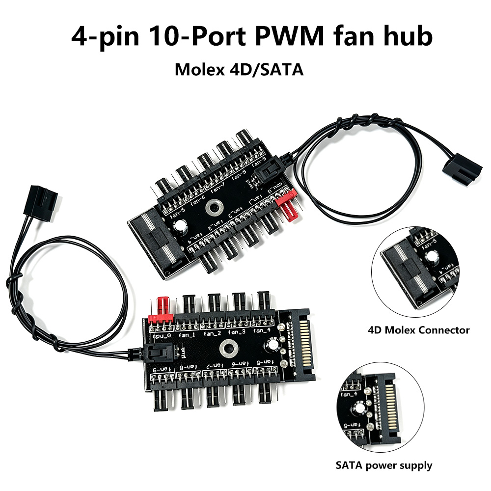 10-Port 4 Pin PWM Fan Hub Spli - Pc Power Supply บทวิจารณ์และราคา